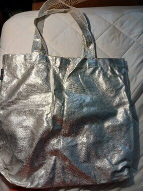 J Crew Silver Canvas Tote